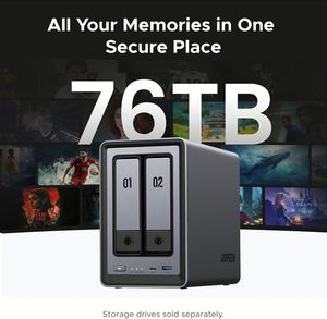 NASync DXP2800 NAS de Escritorio de 2 Bahías, Almacenamiento Conectado a la Red con CPU Intel N100 de Cuatro Núcleos (Sin Discos) - Product Image 3
