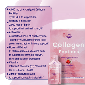 Colágeno líquido hidrolizado Haccp OEM en barra para mujeres, péptidos tipo 1 y 3 con biotina + vitamina C + vitamina B y ácido hialurónico - Product Image 5
