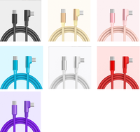 Câble de données USB-C vers C 90 degrés 5A 60W à charge rapide et transfert de données, tressé en nylon, pour téléphones mobiles et accessoires informatiques