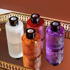 Juego creativo de botellas de vidrio en relieve de gama alta para aromaterapia, líquido volátil sin fuego para baño de hotel y hogar al por mayor - Product Image 2