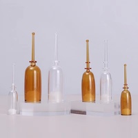 Flacon cosmétique jetable à poussoir en verre brun (1ml, 2ml, 3ml, 5ml) pour ampoules, essences et sérums, avec bouchon à antenne cassable