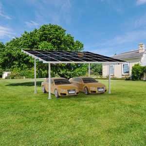 ระบบหลังคาโรงรถสี่เสา กันน้ำ โครงสร้างเหล็กอลูมิเนียมเคลือบสารกันความร้อน พร้อมโครงไม้ หลังคาคลุมรถ ที่จอดรถแบบหลังคาพลาสติก - Product Image 1