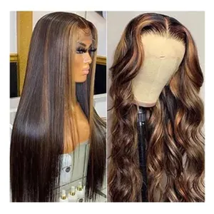 Fashion Design Hd Transparent 100% Virgin 13X6 Hd Human Hair Lace Front T Part Closure Straight Wig