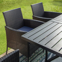 Ensemble de meubles de jardin en rotin PE et alliage d'aluminium, table et chaises de salle à manger imperméables et résistantes au soleil pour dîner en famille ou barbecue