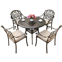 Ensemble de mobilier de jardin en fer forgé de style européen pour cour, extérieur, jardin, aire ouverte, balcon, table et chaises combinées CNLF