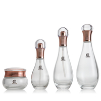 Botol Kemasan Kosmetik Kaca Transparan Bentuk Bowling 60ml 100ml Kosong dengan Tutup Emas Mawar