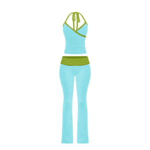 Vrouwen Kleding Opvouwbare Flare Broek Zomer Top Hals Opknoping <span class=keywords><strong>Design</strong></span> Custom Logo <span class=keywords><strong>Fashion</strong></span> <span class=keywords><strong>Lounge</strong></span> 2025 Stijl Tweedelige Set