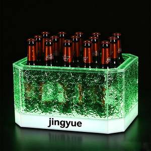 Seau à glace LED personnalisé avec logo pour boîte de nuit, bar, KTV, double paroi en acrylique, 8L, RGB, champagne, OEM, seau à vin - Product Image 2