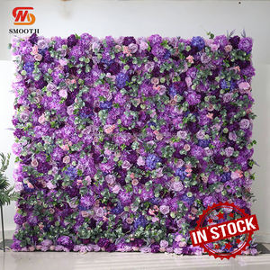 SMOOTH Chic 5D Roll up Flower Wall Backdrop Purple Flower Wall on Cloth Fabric Silk Flower Wall Backdrop - Product Image 1