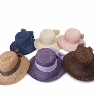 Sombrero de Paja para Mujer, Estilo Floppy, Protección Solar para la Playa, Ala Ancha, Lazo de Cinta, Plegable, Hierba Natural, 56-58CM, Moda de Verano - Product Image 3
