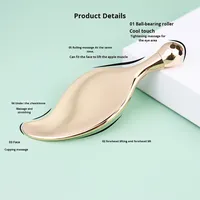 Rouleau applicateur de crème contour des yeux en forme de feuille, outil de massage et de lifting facial, spatule et applicateur, outil de beauté, grattoir métallique pour le soin du visage