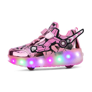 Heely Shoes Double Wheel Flashing Roller Skates For Kids Pink Color With Led Lights - Product Image 5