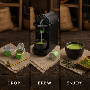 Emballages durables pour dosettes de matcha compatibles avec les machines Nespresso, dosettes de thé vert biologique sain à portion individuelle, en vrac - Product Image 1