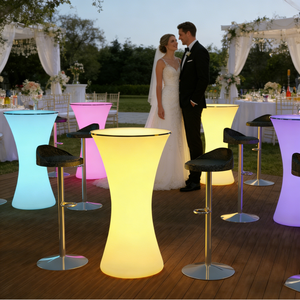 Mesas y Sillas Luminosas para Exteriores, Muebles de Bar con LED, Mesa Alta para Cócteles, Mesas Redondas con LED para <span class=keywords><strong>Eventos</strong></span> y Fiestas - Product Image 4