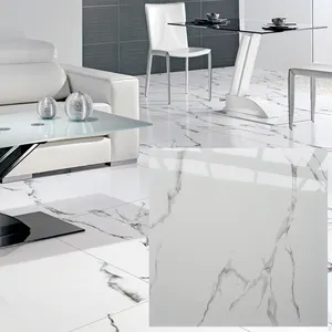 24X24สีขาว Carrara พื้นเซรามิกสหราชอาณาจักร Calacatta กระเบื้องหินอ่อนสีขาว