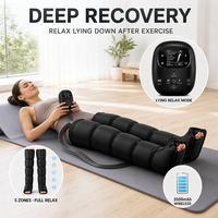 Masseur à compression d'air pour jambes 360°, bottes de récupération à 5 chambres, sans fil, 6 modes, 8 niveaux, écran LCD