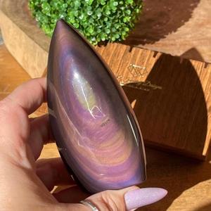 Cristal Natural Arco Iris obsidiana gota de agua llama decoración tallada a mano piedra cruda pulida para el hogar ornamento regalo de negocios Hada - Product Image 3