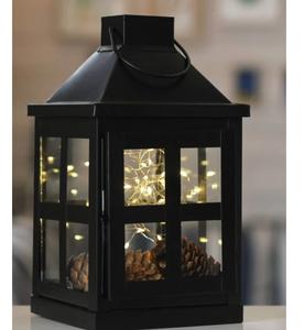 Linterna de hierro de Color negro con candelabro decorativo de vidrio, linterna para exteriores, interior, hogar, jardín, decoración de iluminación de Navidad - Product Image 5