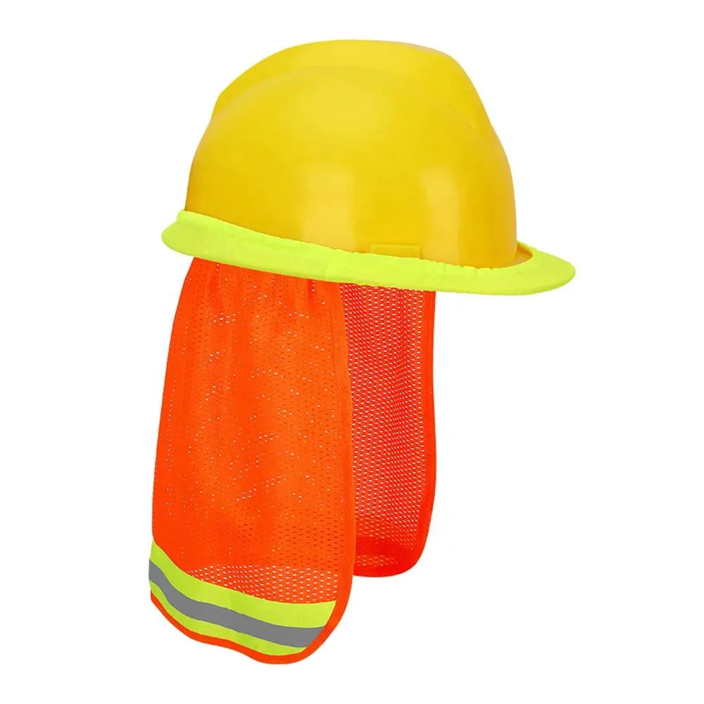 OEM Oi Vis Hard Hat Sun Shield Malha Laranja Tiras Reflexivas Pescoço protetor sol cuello casco