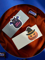 Boîte cadeau pliante personnalisée pour Halloween avec insert pour bonbons et autocollant motif citrouille chauve-souris pour emballage de fête, boîtes à biscuits personnalisées