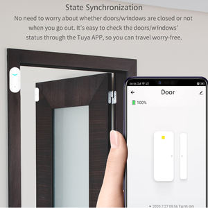Tuya-alarma inteligente para el hogar, Sensor de puerta y ventana con <span class=keywords><strong>Wifi</strong></span>, <span class=keywords><strong>Detector</strong></span> de <span class=keywords><strong>apertura</strong></span>/cierre con notificación por aplicación - Product Image 4