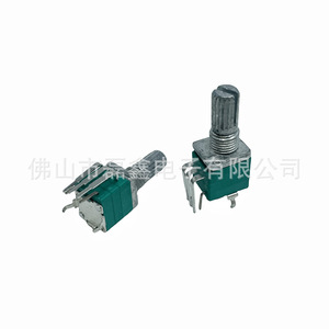 Potenciómetro Rotatorio Rv097 de 50K Ohmios, Patas Verticales Curvadas, con Interruptor, para Electrónica - Product Image 1
