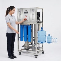 Système de traitement d'eau par osmose inverse commercial 250 LPH, machine de filtration d'eau potable pure avec moniteur TDS