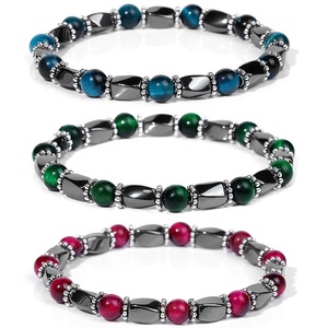 Nouvelle arrivée aimant d'énergie hématite torsion perles étirement épissure naturel multicolore oeil de tigre pierre Bracelet pour hommes - Product Image 1