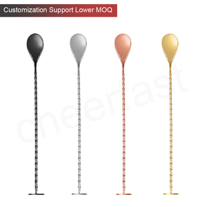 Cuillère à mélanger noire <span class=keywords><strong>en</strong></span> acier inoxydable, personnalisée, motif <span class=keywords><strong>en</strong></span> spirale, Long manche, barre à Cocktail, pichet pour superposer une cuillère à Cocktail, 1 pièce - Product Image 3