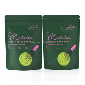 Sachet support de thé vert Matcha biologique personnalisé avec fermeture éclair pour 100% sachets d'emballage en poudre de thé <span class=keywords><strong>Macha</strong></span> - Product Image 3