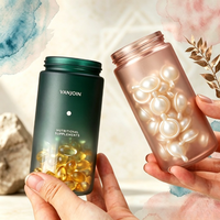 Pot en verre vert mat de 180 ml, vide, pour compléments alimentaires, avec dégradé de couleurs, à large ouverture, vente en gros directe usine