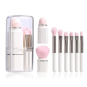 Gmagic 8pcs Mini Travel Size Glitter Bling Handle Makeup Brushes Set White Pink Red Green Cosmetic Makeup Brush