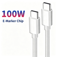 Câble de charge rapide USB C vers USB C pour câble Type C 100W avec puce E-Marker TPE pour ordinateur portable, tablette, téléphone, PC HD 1M 1.5M 2M OEM Factory