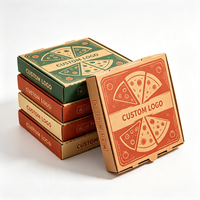 Boîte à pizza à bordure rouge pour pepperoni et basilic, logo personnalisé, en carton ondulé de qualité alimentaire, emballage circulaire pour ingrédients, conception gratuite, vente en gros
