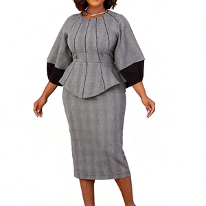 Women's Long-Sleeve Positioned Print <b>Patchwork</b> Sleeve <b>Top</b> and Long Skirt 2-Piece Set Fashion - Product Image 5