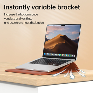 Sacoche d'affaires portable 13-16 pouces en cuir PU avec poignée, support pliable pour ordinateur portable, étui pour <span class=keywords><strong>MacBook</strong></span> Air 13.3 <span class=keywords><strong>Pro</strong></span> <span class=keywords><strong>14</strong></span> - Product Image 4