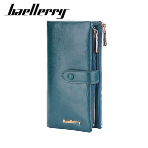 Cartera Larga Baellerry para Mujer, de Cuero PU, Gran Capacidad, con Cierre, Color Sólido, Decoración con Botones - Product Image 1