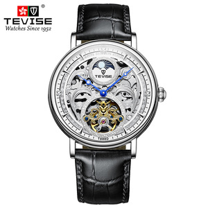 Montre mécanique automatique de luxe en cuir, étanche, avec phases de lune, personnalisée, de haute qualité, pour hommes - Product Image 2