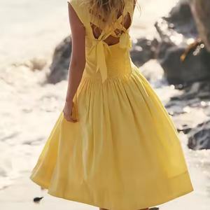 Vestido de Encaje Personalizado, Nuevo Modelo 2025, Vestido Informal de Lino sin Mangas, Cómodo para Vacaciones, Sexy y con Espalda Descubierta para Damas - Product Image 3