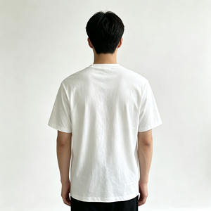 Herren Pima-Baumwoll-T-Shirt mit Rundhalsausschnitt, Gerippter Kragen, Schlichte Bündchen & Saum, Lässiges Einfarbiges Weißes T-Shirt S bis XXXL für Individuelles Logo - Product Image 3