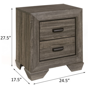Weathered Grey Grain 2-<b>drawer</b> Nightstand <b>Storage</b> <b>Drawers</b> Bedside Cabinet - Product Image 6