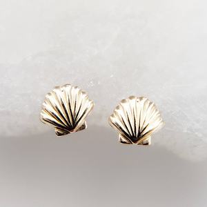 Milskye फैशनेबल 14kGold मढ़वाया आभूषण 925 स्टर्लिंग चांदी मिनी खोल अद्वितीय स्टड कान की बाली - Product Image 5