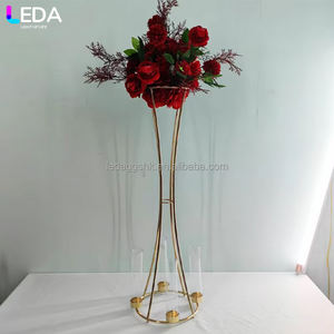 Centro de Mesa LEDA de Lujo para Eventos de Boda, Soporte de Flores Dorado de Alta Calidad, Exhibidor de Flores de Acero Inoxidable - Product Image 1