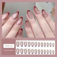 Faux ongles à presser œil de chat français ultra fins en forme d'amande, étanches, vente en gros, emballage personnalisé OEM