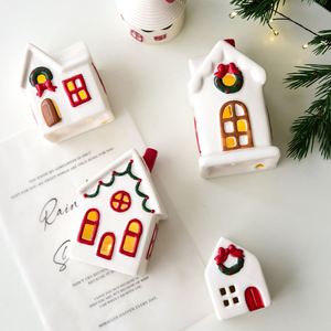 Cheminée de Noël en céramique, petite maison de neige, ornement de bureau, décoration - Product Image 2