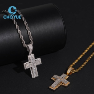 Colgante de cruz de moissanita con incrustaciones de plata 925 y piedras VVS para cadenas hip hop y collares delicados - Product Image 4