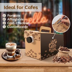Caja de transporte corrugada desechable impresa a medida con asa, dispensador de bebidas a granel para llevar, dispensador de café O' <span class=keywords><strong>Joe</strong></span>, caja de viaje - Product Image 4
