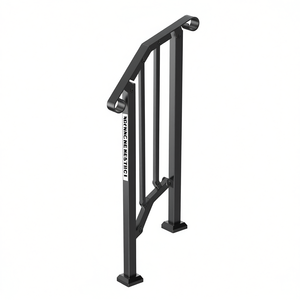 MRCINCNE NESTIC1 <b>Outdoor</b> Steel <b>Handrail</b> For 1-2 Steps Retro Design Black Color - Product Image 1