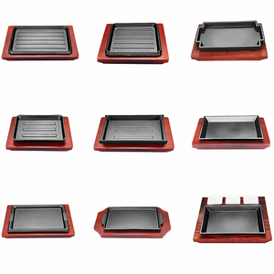 Рождественская круглая овальная тарелка 3, чугунная тарелка Fajita с деревянным подносом - Product Image 5