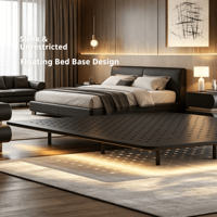 Base de lit flottante industrielle minimaliste en gros, cadre de lit en acier perforé à forte charge pour chambre, hôtel, école